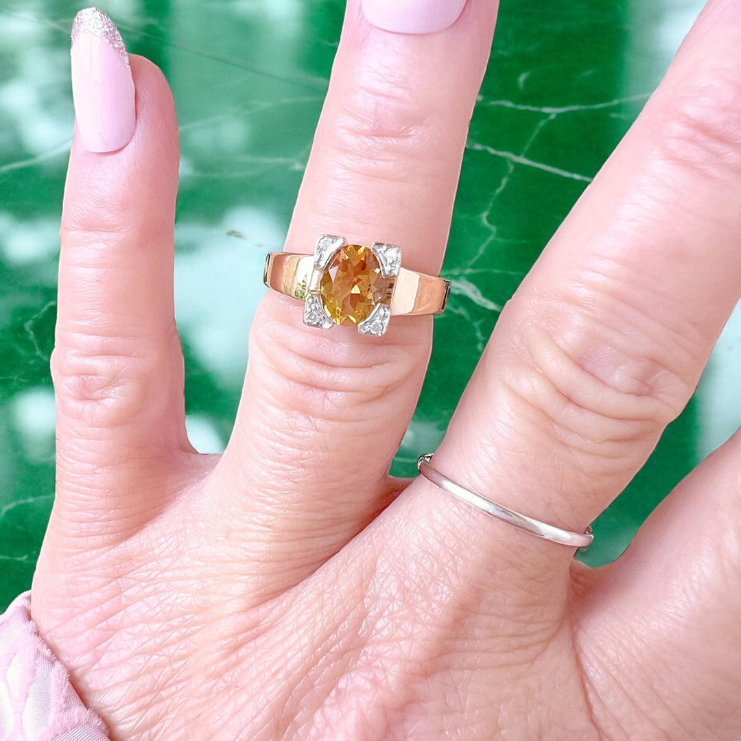 Bague Citrine et Diamants Or 18 K (750°/°°) 18 carats