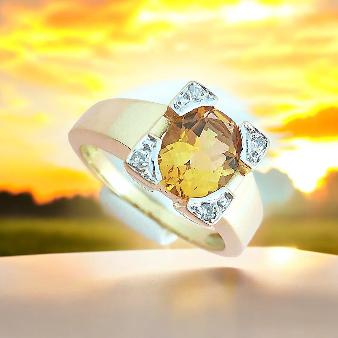 Bague Citrine et Diamants Or 18 K (750°/°°) 18 carats