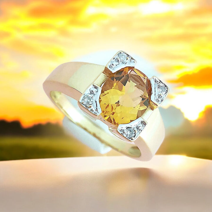 Bague Citrine et Diamants Or 18 K (750°/°°) 18 carats