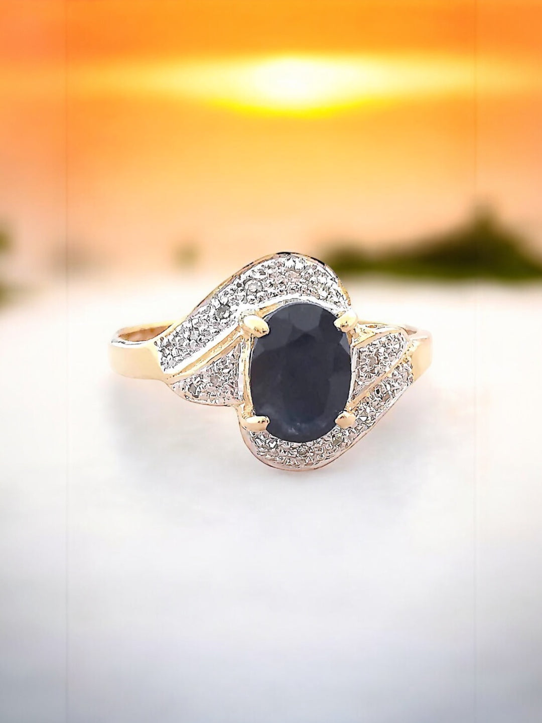 Bague Saphir Diamants Or 18 K (750°/°°) 18 carats