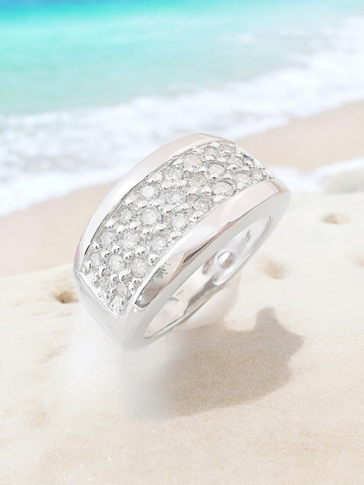 Bague Bandeau Diamants 7,32 gr Or Blanc 18 K (750°/°°) 18 carats