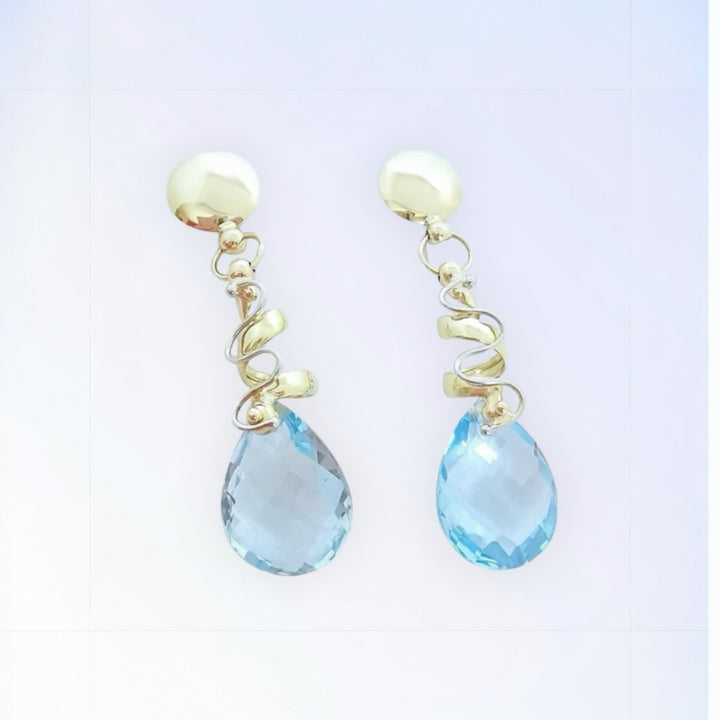 Boucles d'oreilles Pendantes Topazes bleues Or 18 K (750°/°°) 18 carats