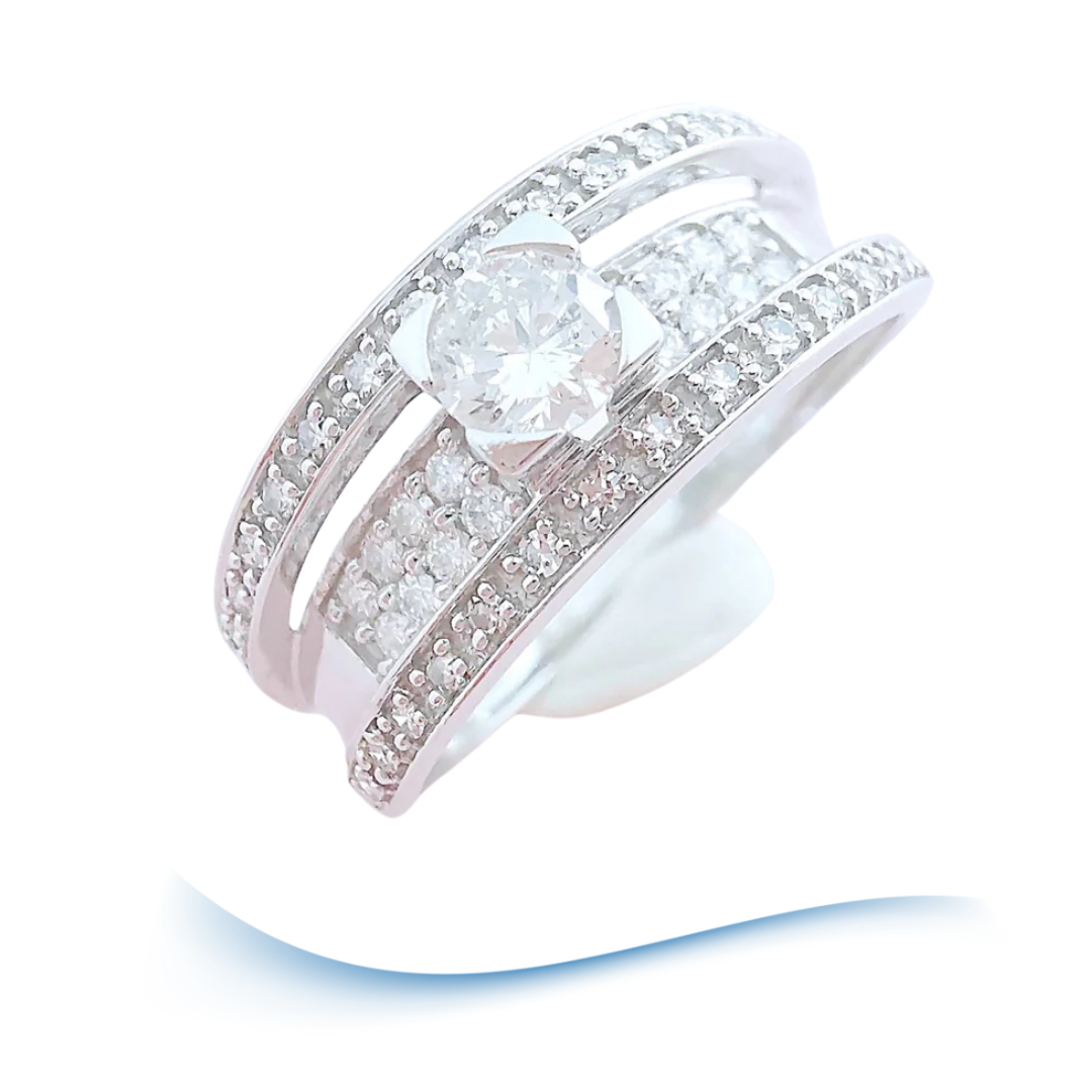 Bague Diamants 0,82 carat - Or blanc 18 K (750°/°°) 18 carats