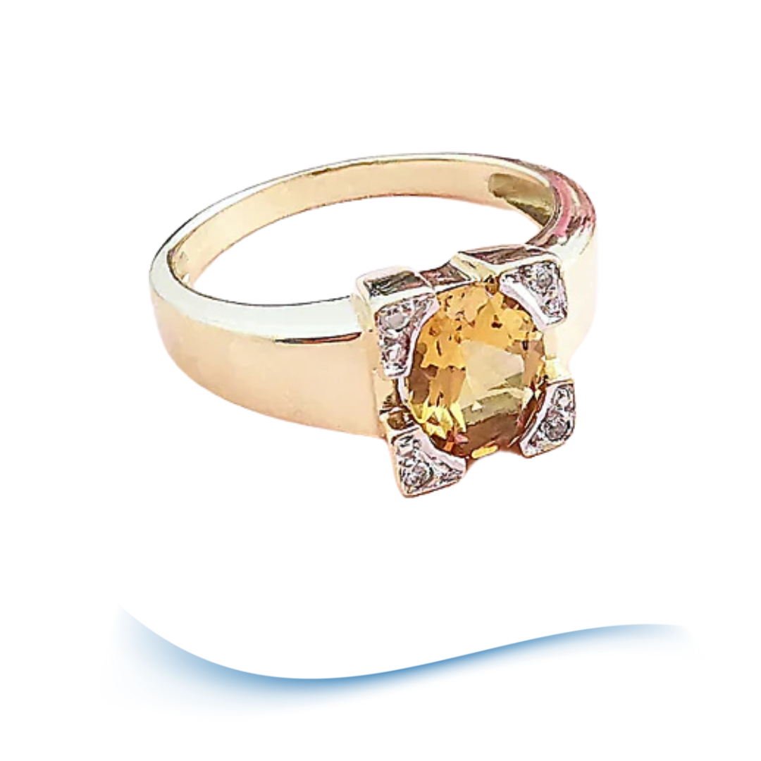 Bague Citrine et Diamants Or 18 K (750°/°°) 18 carats