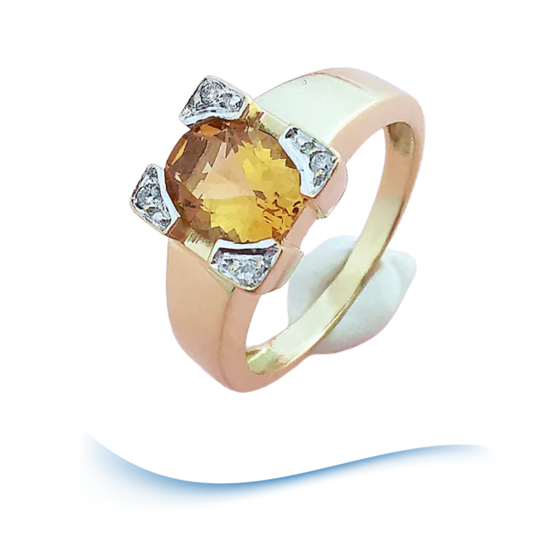 Bague Citrine et Diamants Or 18 K (750°/°°) 18 carats