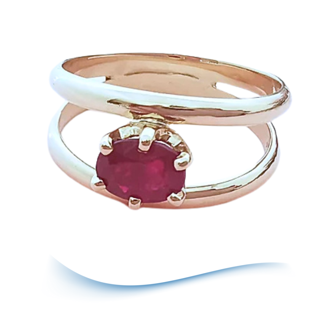 Bague Rubis en solitaire Or Jaune 18 K (750°/°°) 18 carats