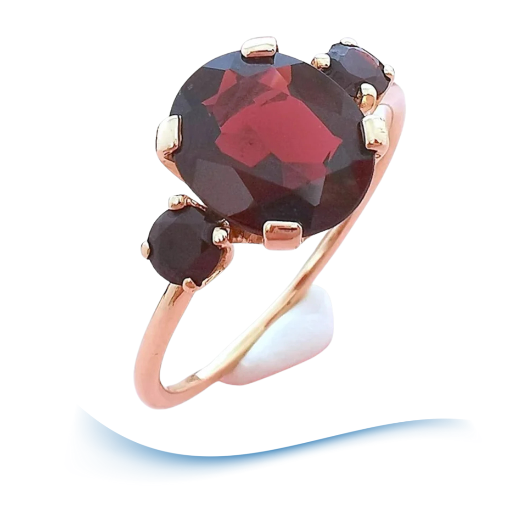 Bague grenats Or rose 18 K (750°/°°) 18 carats