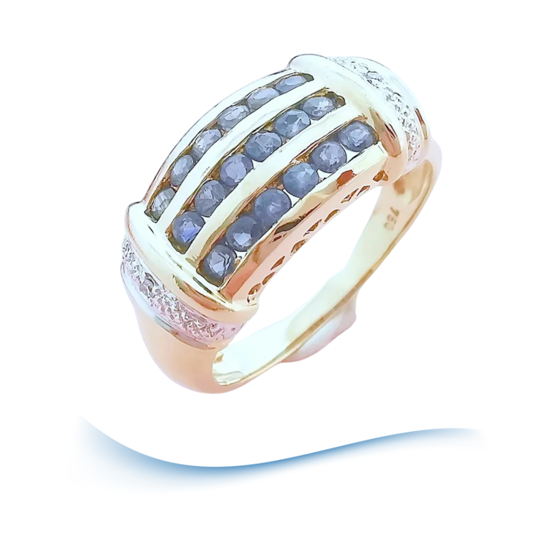 Bague Saphirs et Diamants Or 18 K (750°/°°) 18 carats