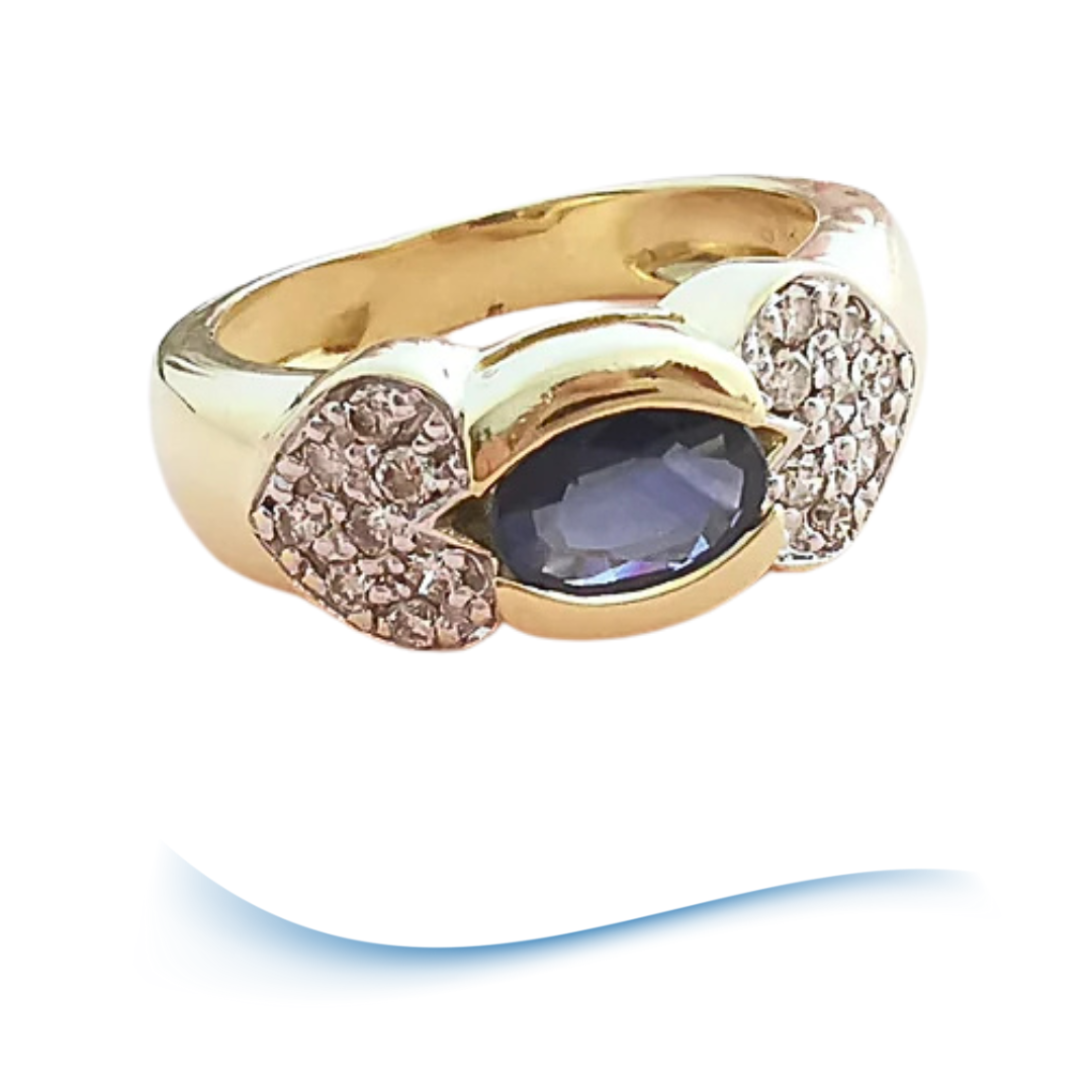 Bague Saphir Diamants Or 18 K (750°/°°) 18 carats