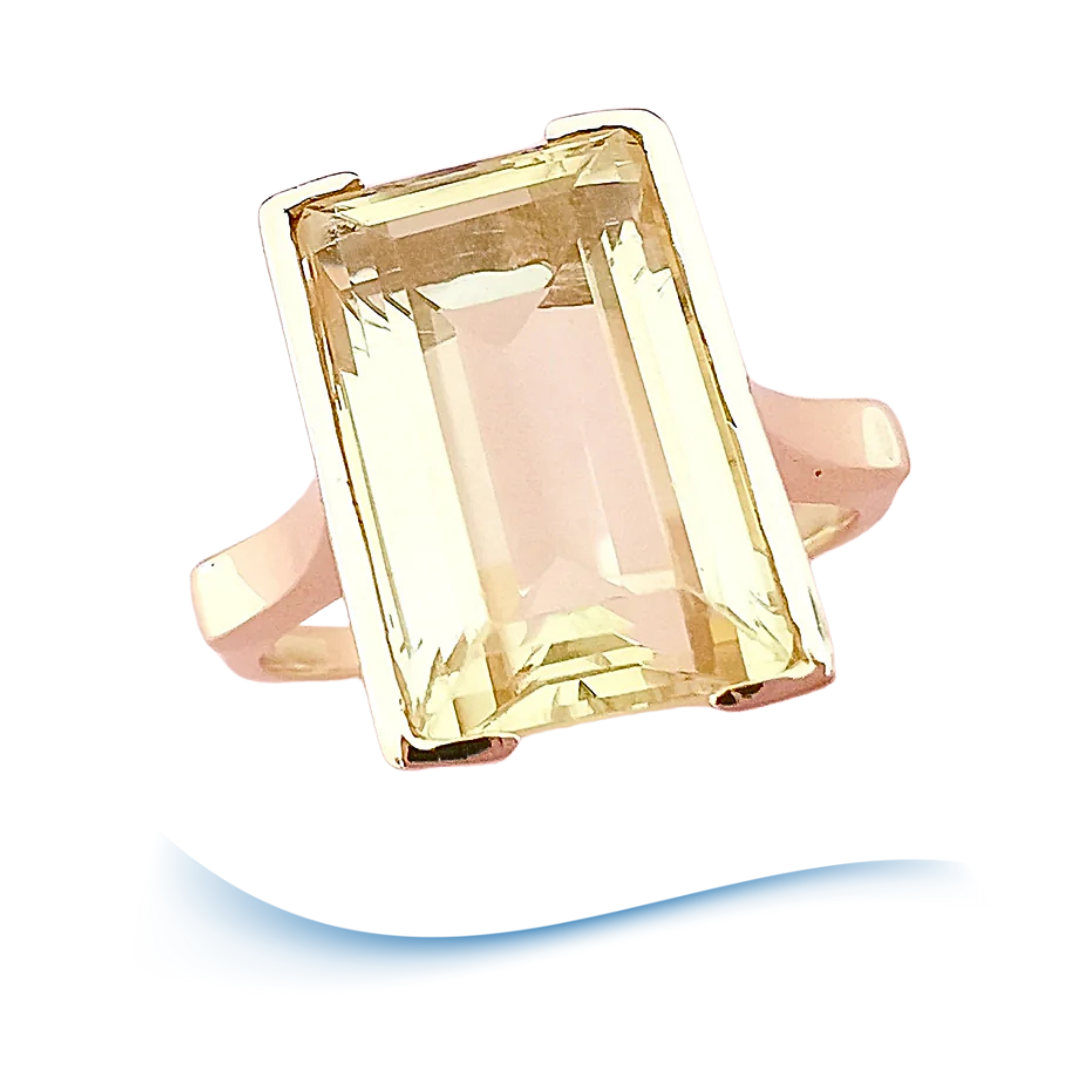 Bague Citrine rectangulaire à pans coupés Or Jaune 18 K (750°/°°) 18 carats