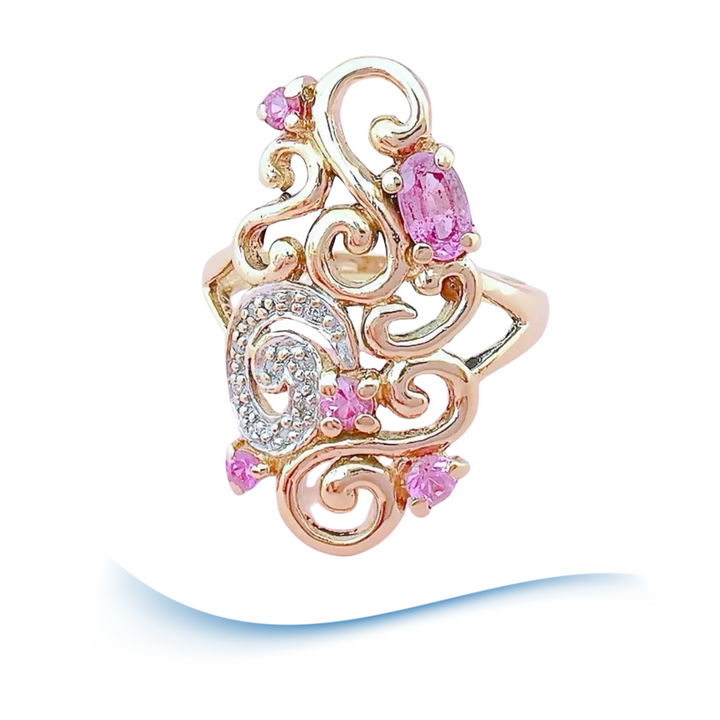 Bague Tourmalines roses - Diamants Or 18 K (750°/°°) 18 carats