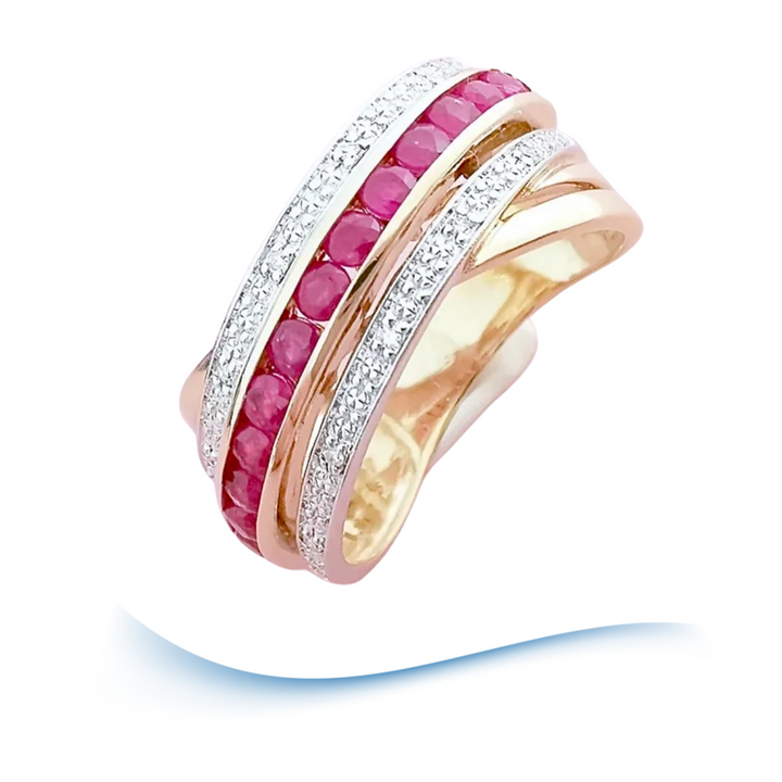 Bague Croisée - Rubis - Diamants Or 18 K (750°/°°) 18 carats