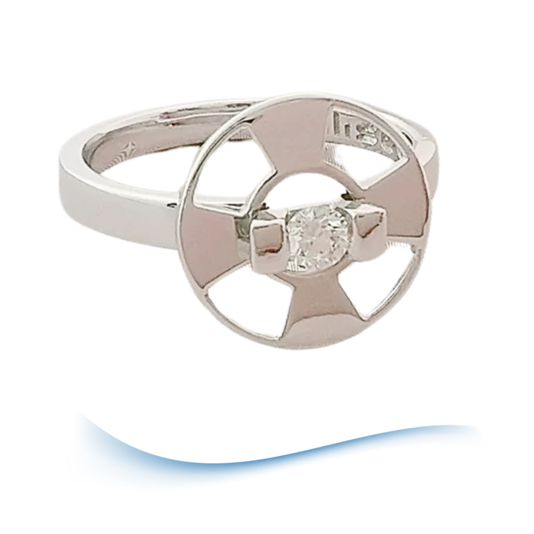 Bague Solitaire Lilistone Diamant 0,10 ct Or Blanc 18 K  (750°/°°) 18 carats