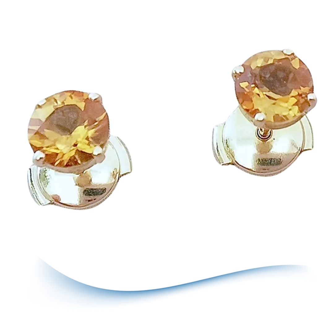 Neuves Boucles d'oreilles puces - clous - Citrine Ø 5 mm - Alpa Or 18 K (750°/°°) 18 carats