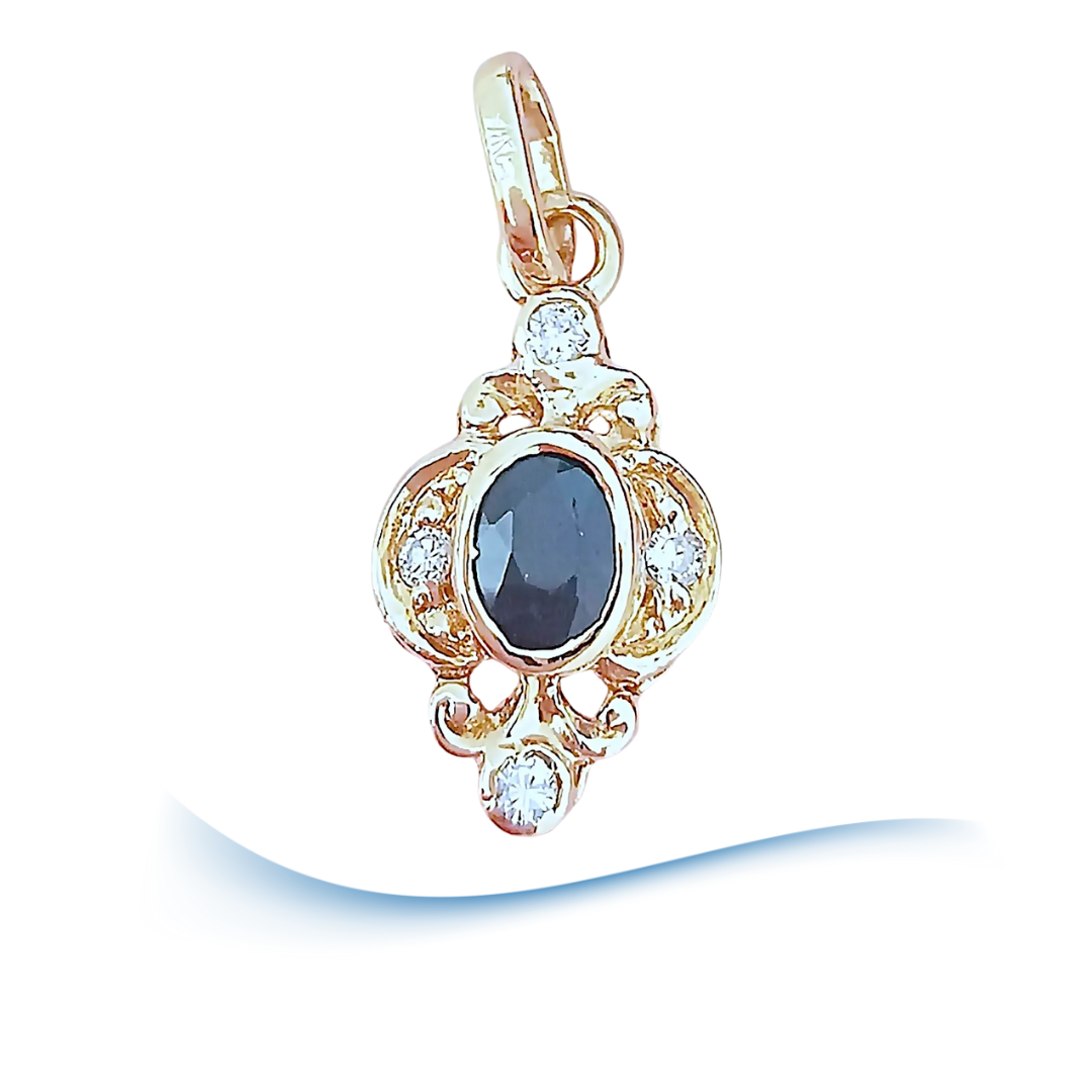 Pendentif Saphir et Diamants Or Jaune 18 K (750°/°°) 18 carats