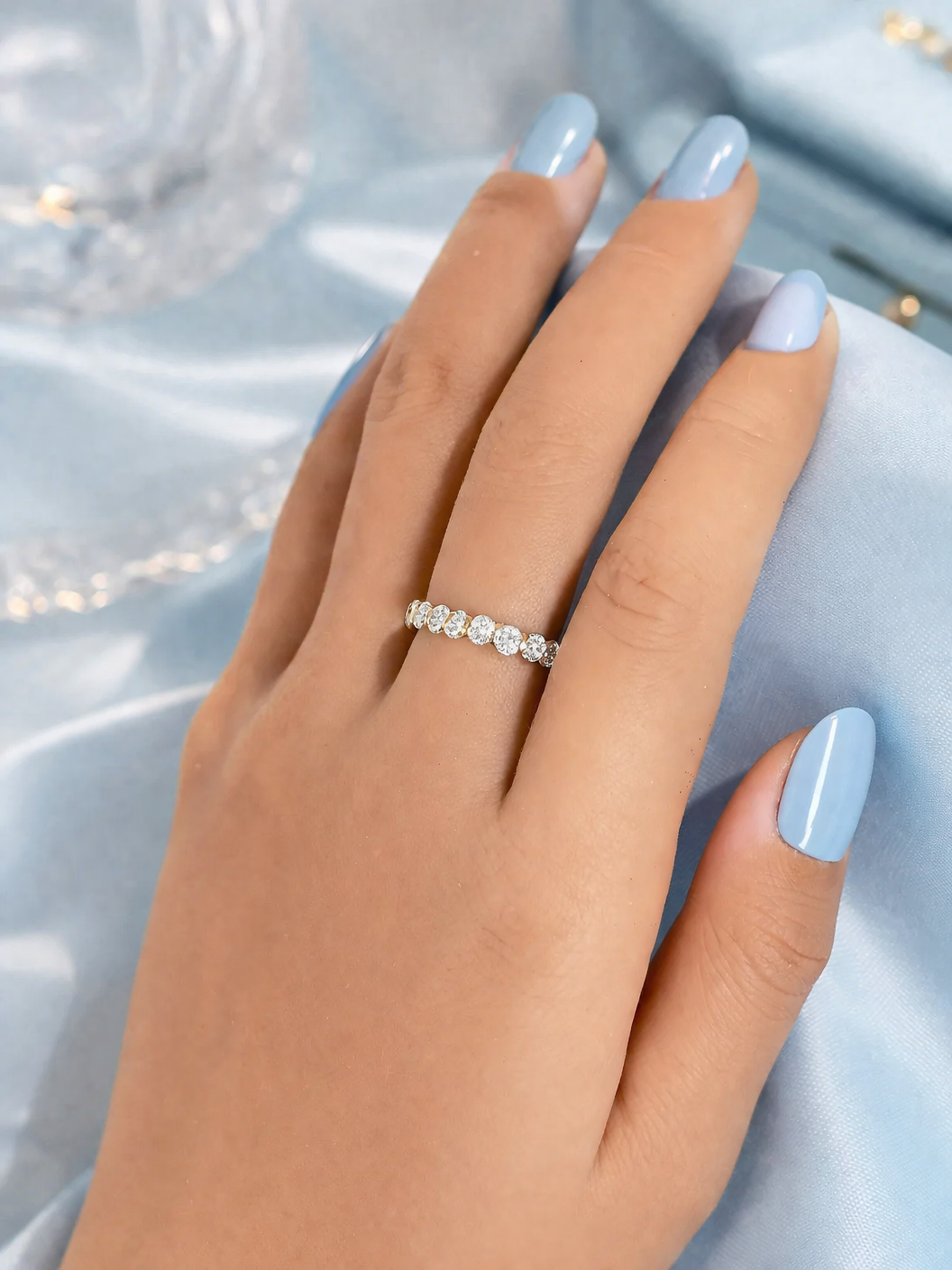 vue sur main alliance us vintage femme or jaune 18 carats