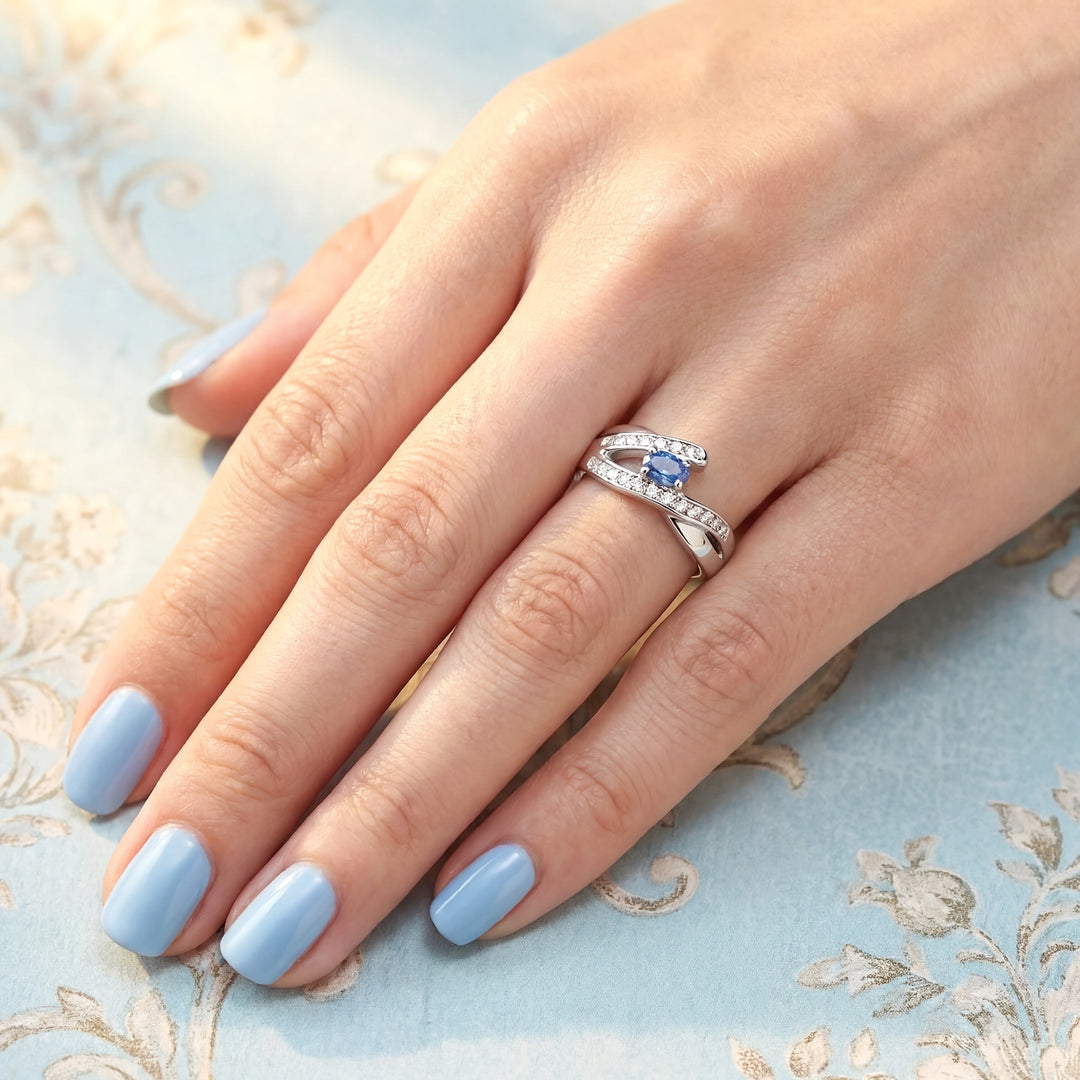 Bague Saphir et Diamants Or Blanc 18K (750/1000) 18 carats