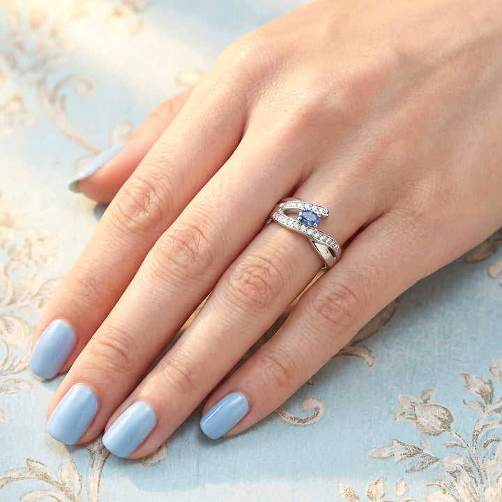 Bague Saphir et Diamants Or Blanc 18K (750/1000) 18 carats