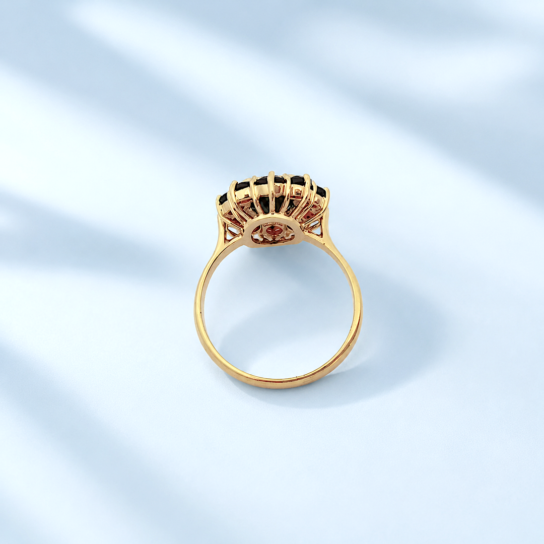 Bague grenat marguerite pour femme en or jaune 18 carats d'occasion, taille 55