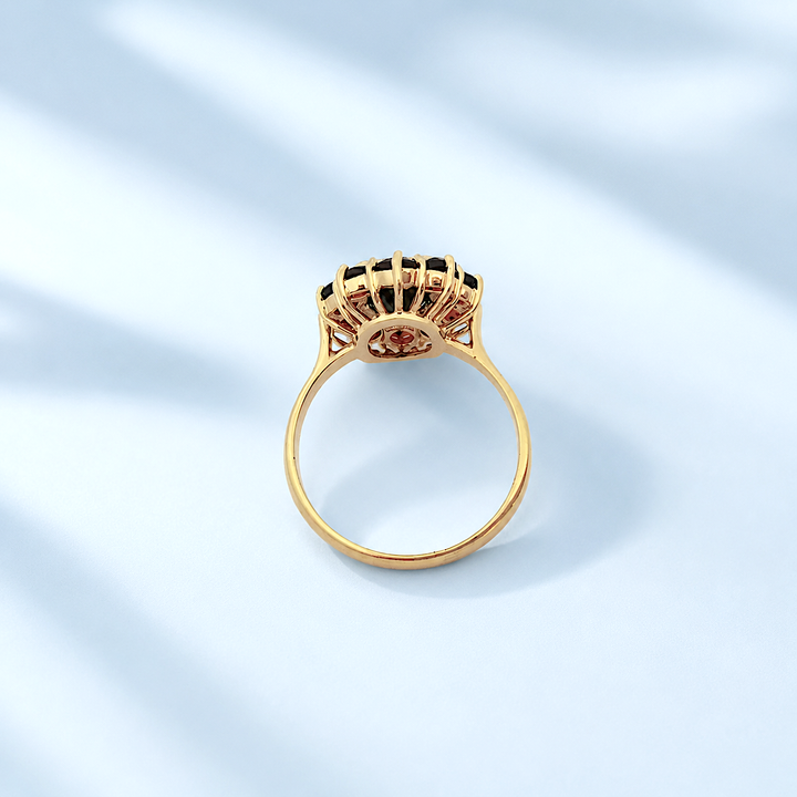 Bague grenat marguerite pour femme en or jaune 18 carats d'occasion, taille 55