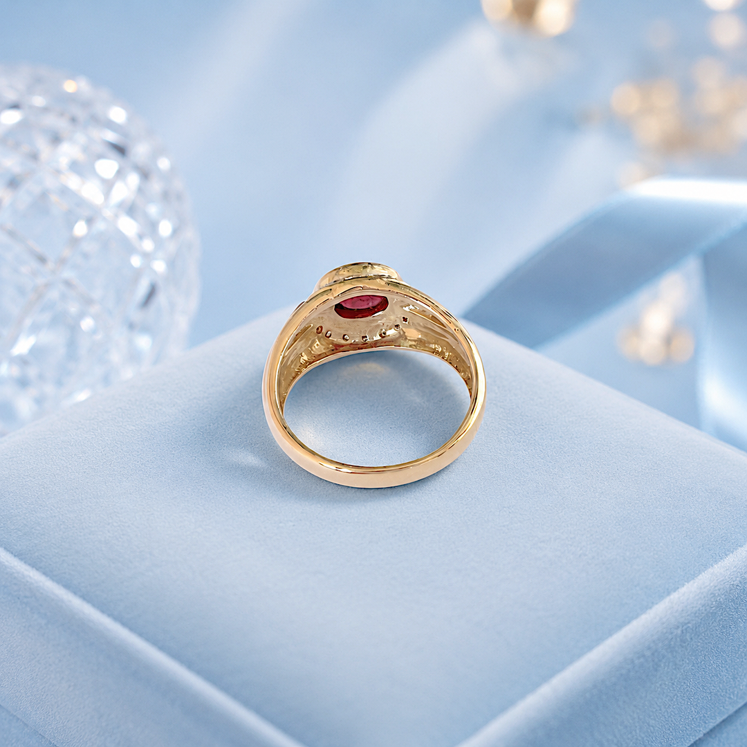 Bague rubis diamants femme monture intérieur or 18 carats seconde main