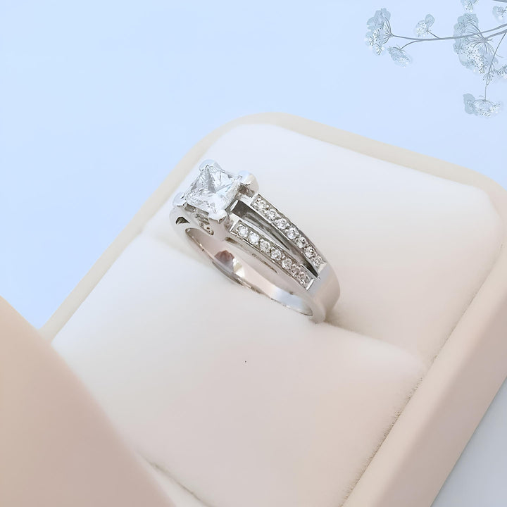 Bague de fiançailles Diamants 1,16 carat Or gris 18 K (750°/°°) 18 carats