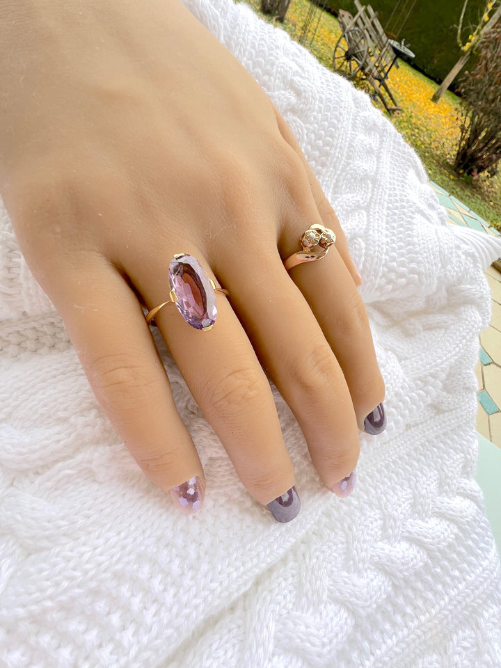 photo détaillée bague femme améthyste or 18 carats