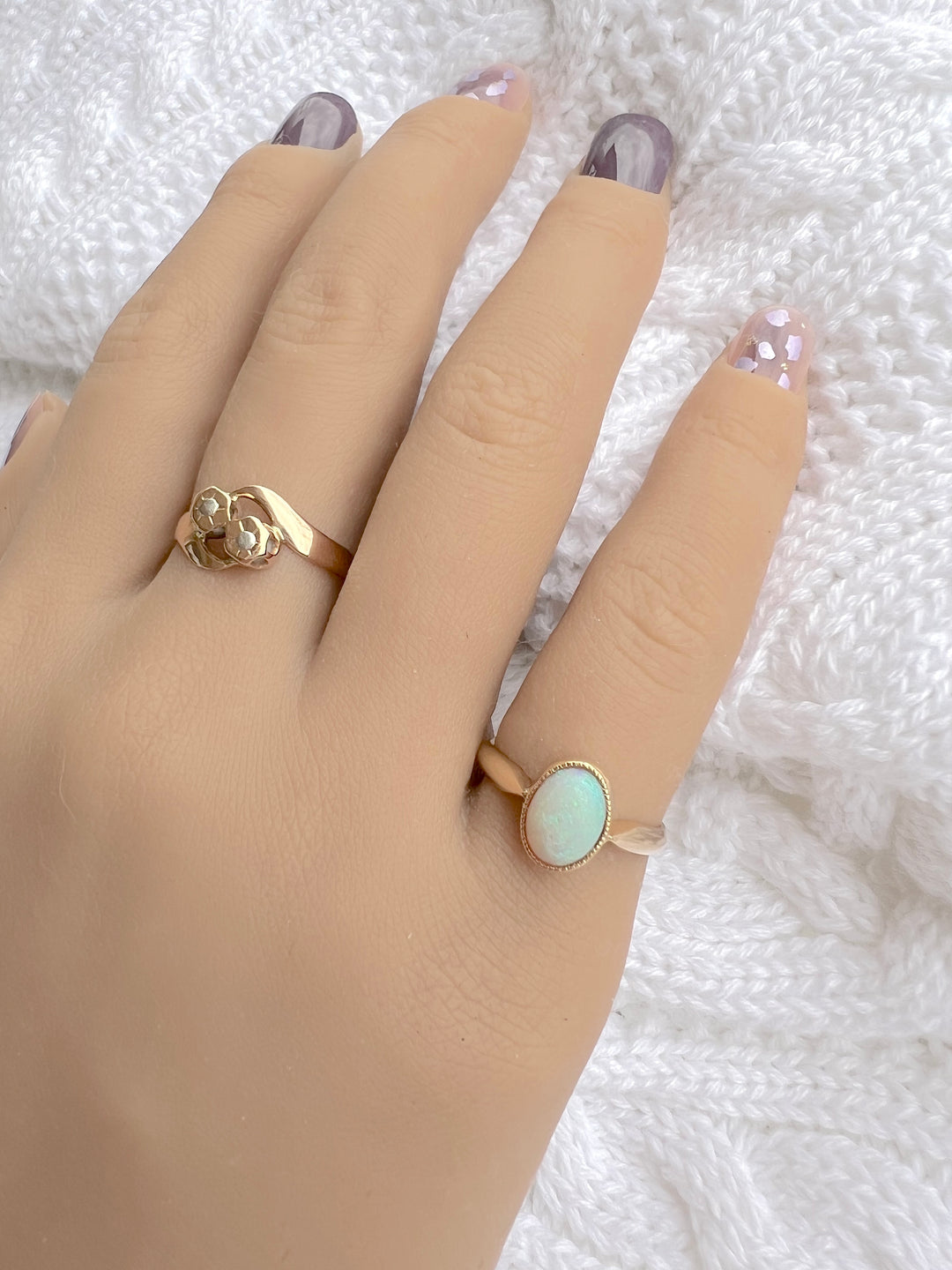 photo bague femme ancienne opale or 18 carats