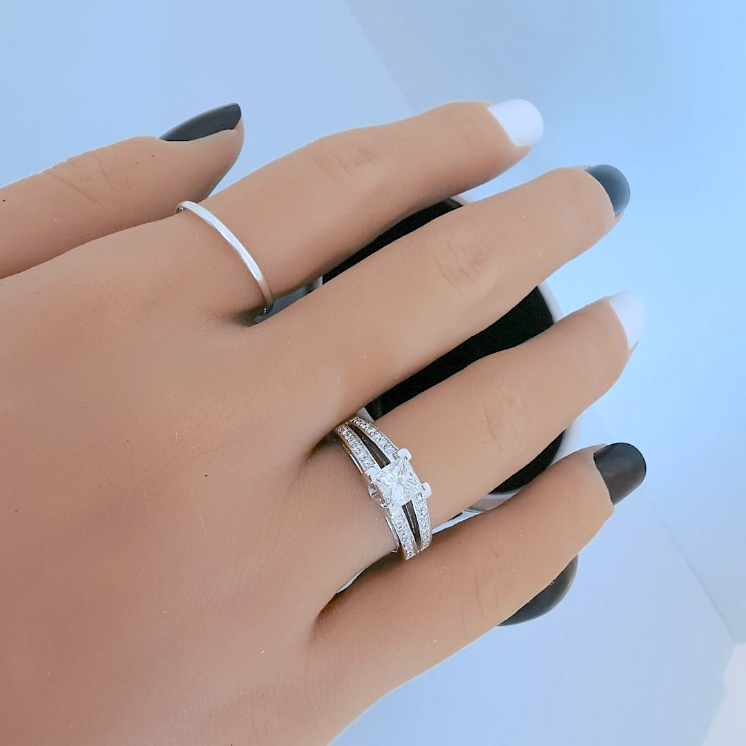 Bague de fiançailles Diamants 1,16 carat Or gris 18 K (750°/°°) 18 carats