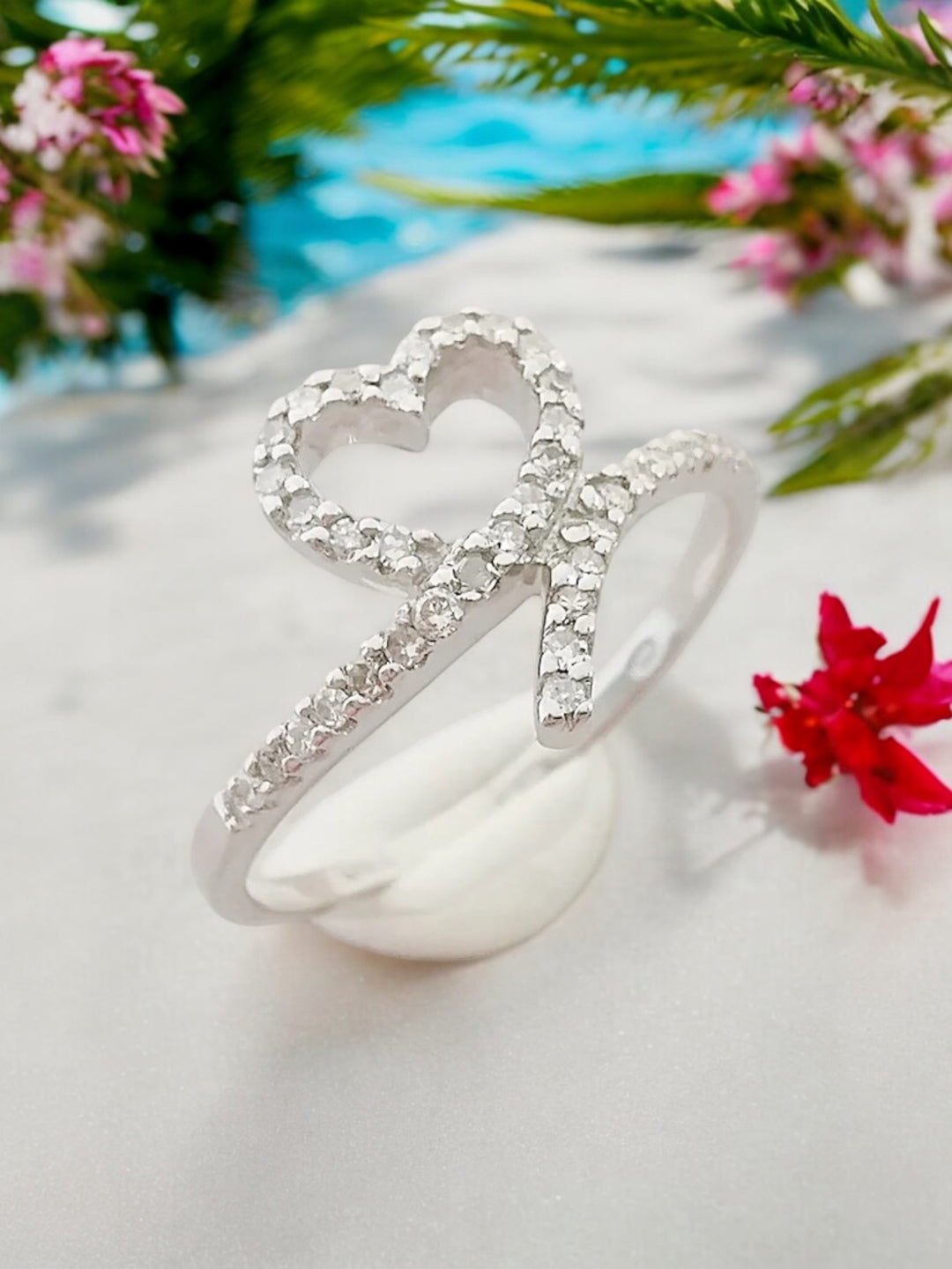 photo détaillée Bague occasion Coeur Diamants Or Blanc 18K  