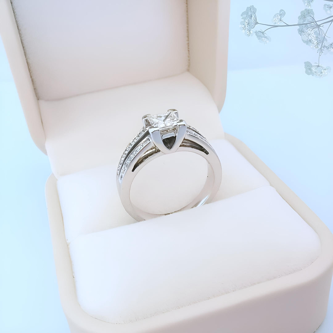 Bague de fiançailles Diamants 1,16 carat Or gris 18 K (750°/°°) 18 carats