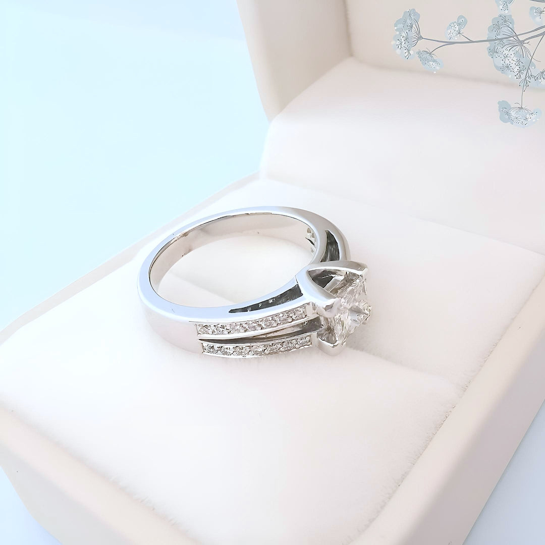 Bague de fiançailles Diamants 1,16 carat Or gris 18 K (750°/°°) 18 carats