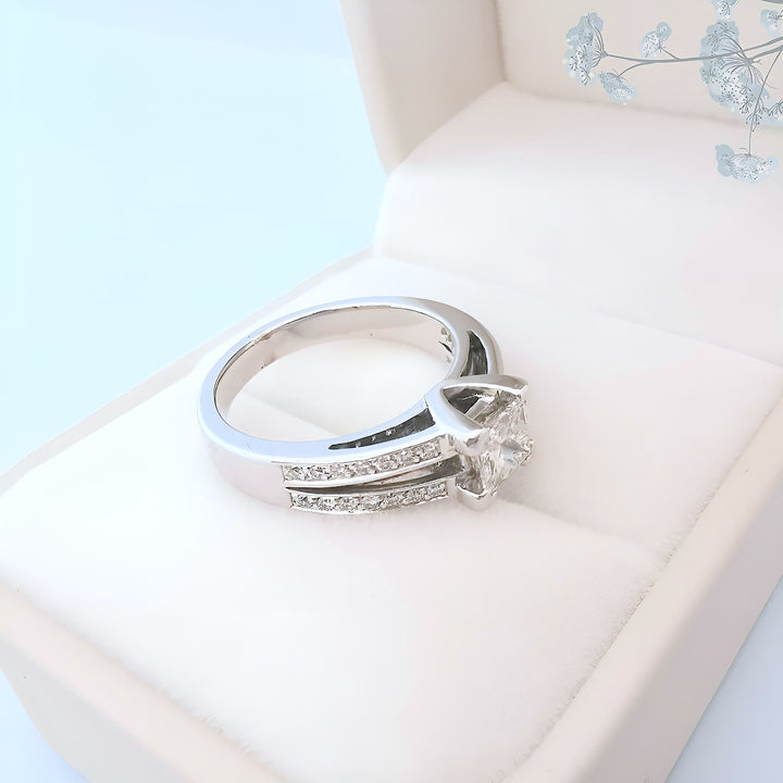 Bague de fiançailles Diamants 1,16 carat Or gris 18 K (750°/°°) 18 carats