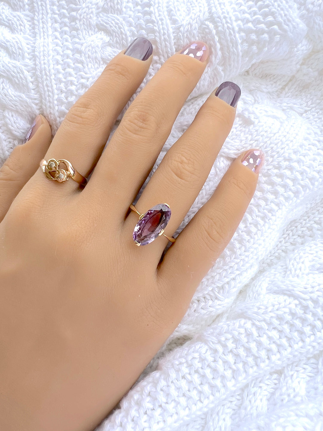 photo bague or jaune 18 carats améthyste