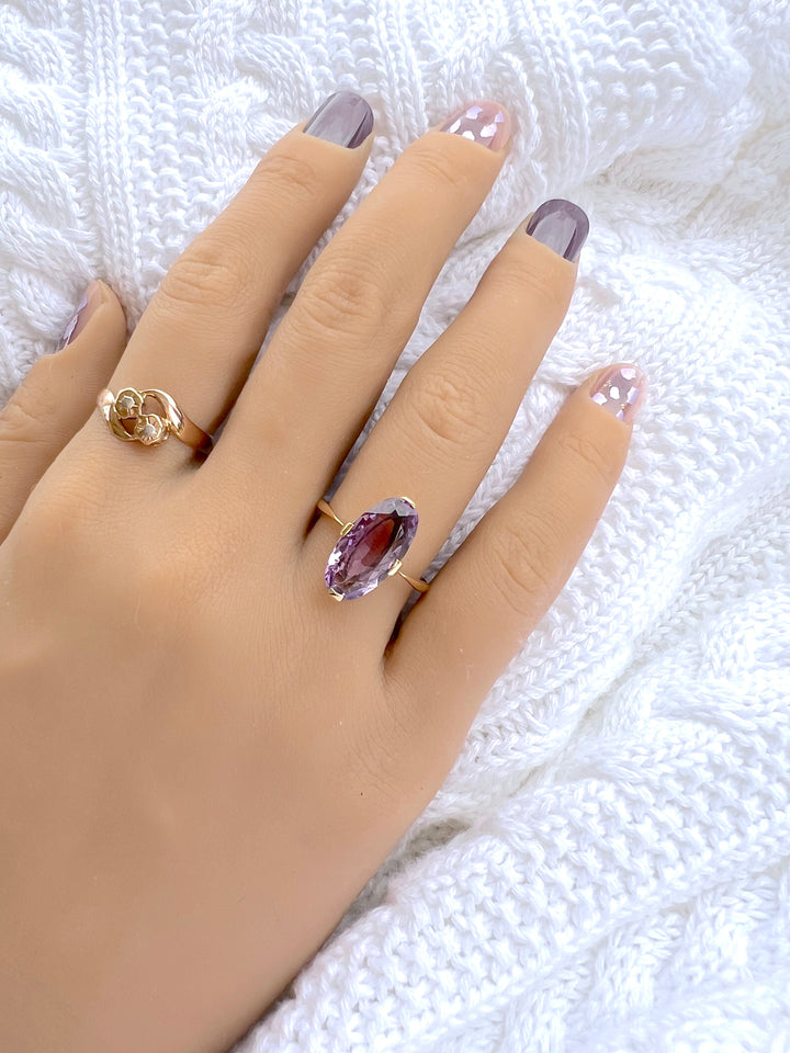 photo bague or jaune 18 carats améthyste