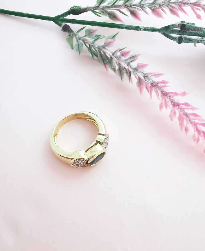 bague or jaune diamants et saphir or 18 carats