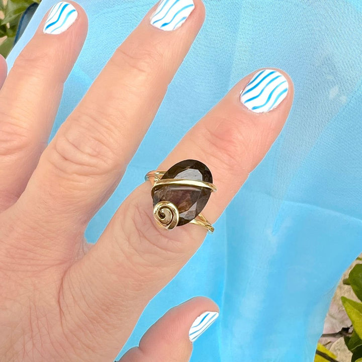 photo portée bague quartz fume joaillerie luxe occasion