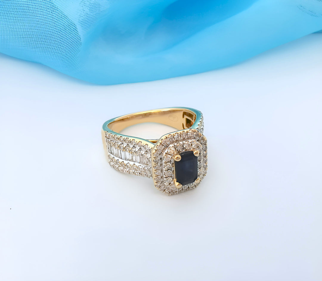 photo détaillée des diamants bijou occasion saphir diamants or 18K