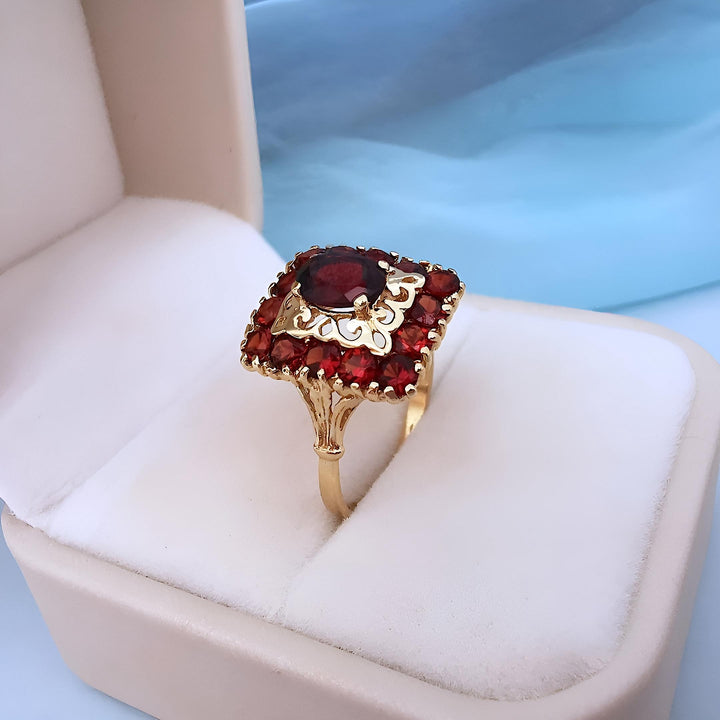 photo détaillée bijoux de luxe or et grenats