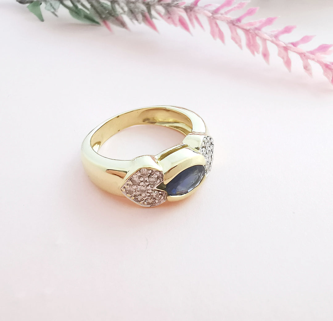 joaillerie circulaire Bague de seconde main Saphir Diamants Or 18 carats