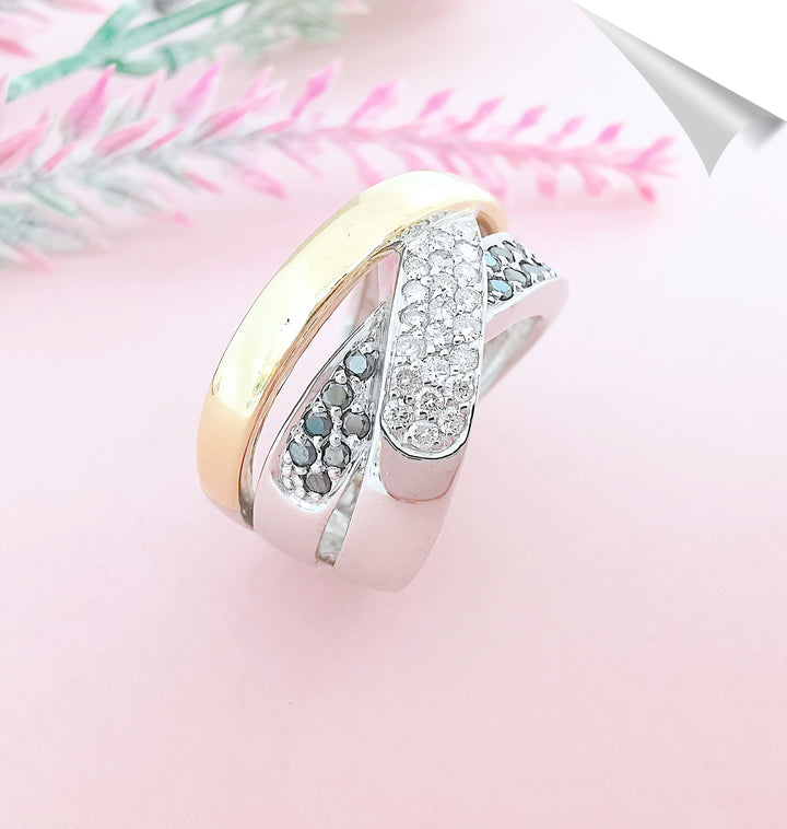 photo profil bijoux occasion diamants blancs et diamants noirs or 18 carats
