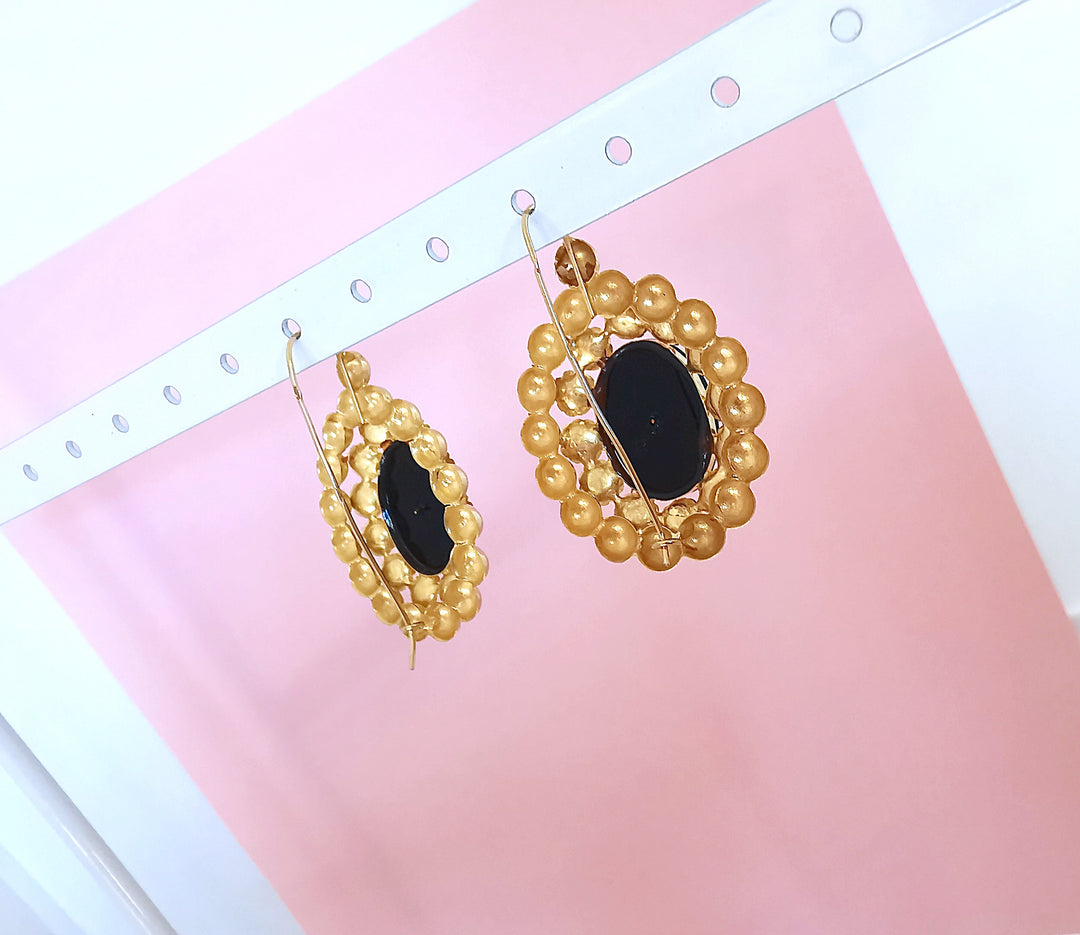 boucles anciennes onyx noir 18K