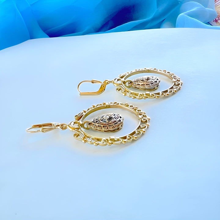 Boucles d'oreilles orientales pendantes diamants Or 18 K (750/1000) 18 carats