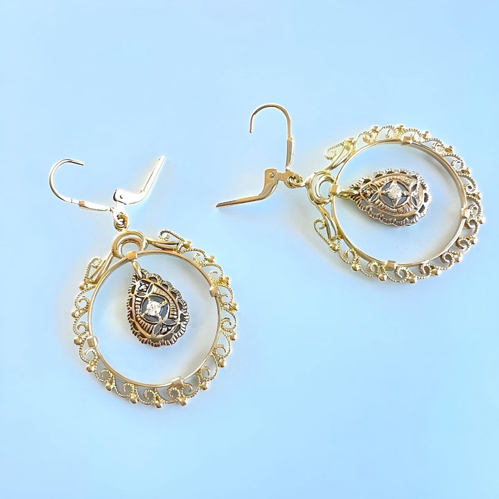 photo boucles d'oreilles orientales pendantes or 18 carat occasion
