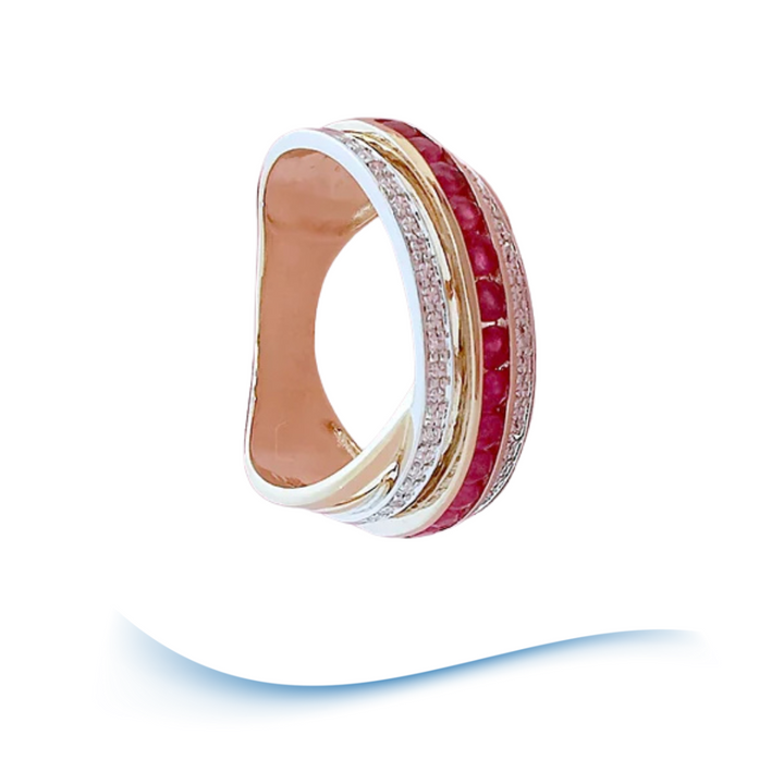 photo détaillée en biais boutique valordiams bague femme rubis diamants or 18 carats