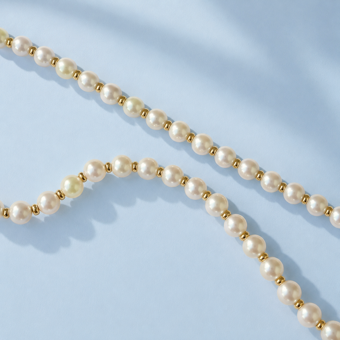 Collier perles de culture viroles or jaune 18K – joaillerie seconde main