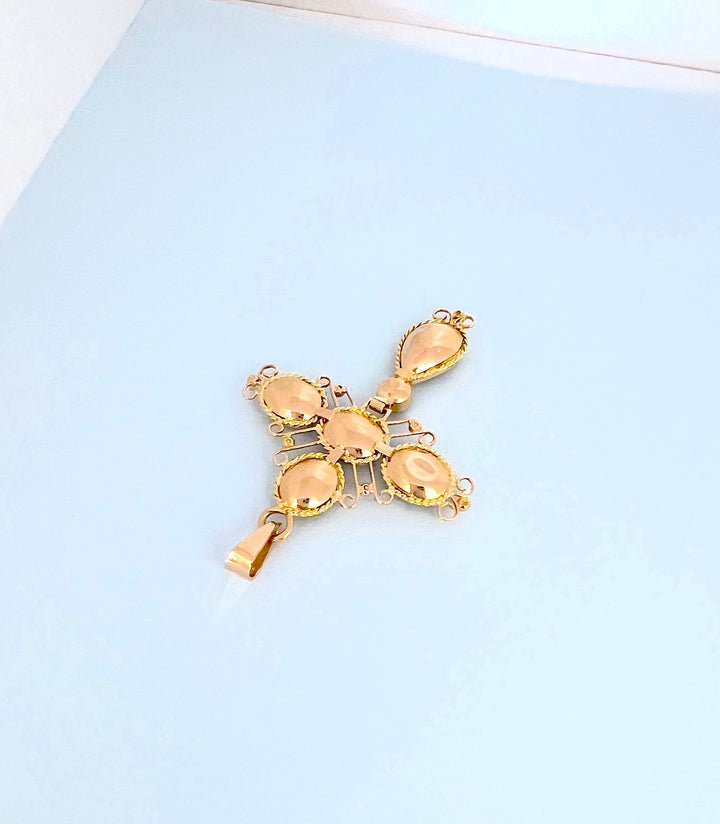 Croix grenats en or jaune, joaillerie d'occasion Valordiams