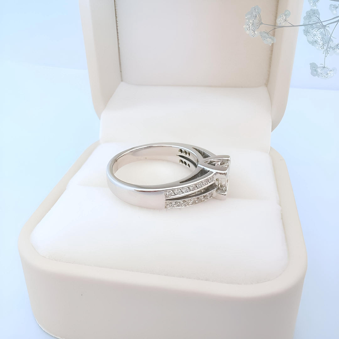 Bague de fiançailles Diamants 1,16 carat Or gris 18 K (750°/°°) 18 carats