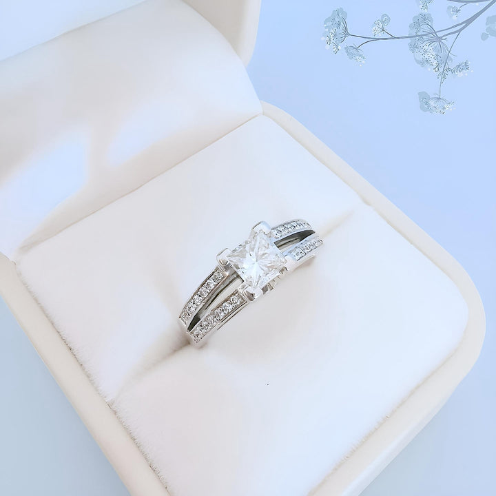 Bague de fiançailles Diamants 1,16 carat Or gris 18 K (750°/°°) 18 carats