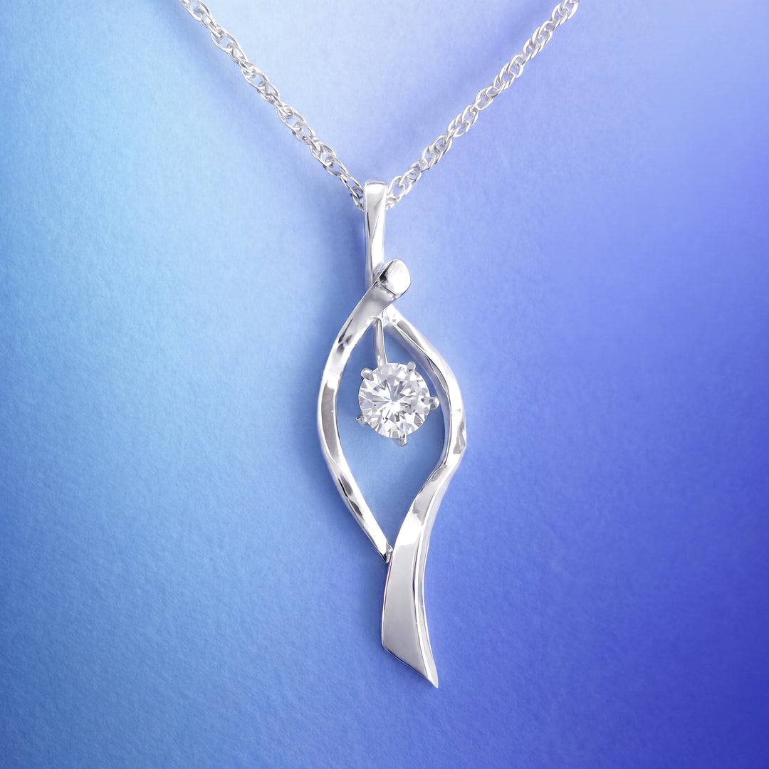 pendentif occasion or blanc diamant or 18K détail de la pierre